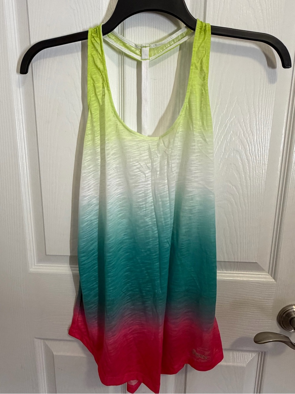 NWT ASICS Ombre Athletic Slub T-back Tank Top Lime, Teal, & Pink Women’s XL